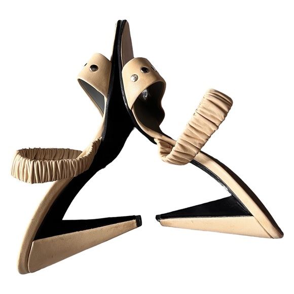 Miu Miu Stud Nappa Strap Mule Heel Sandals Shoes size 39.5 - Picture 9 of 12